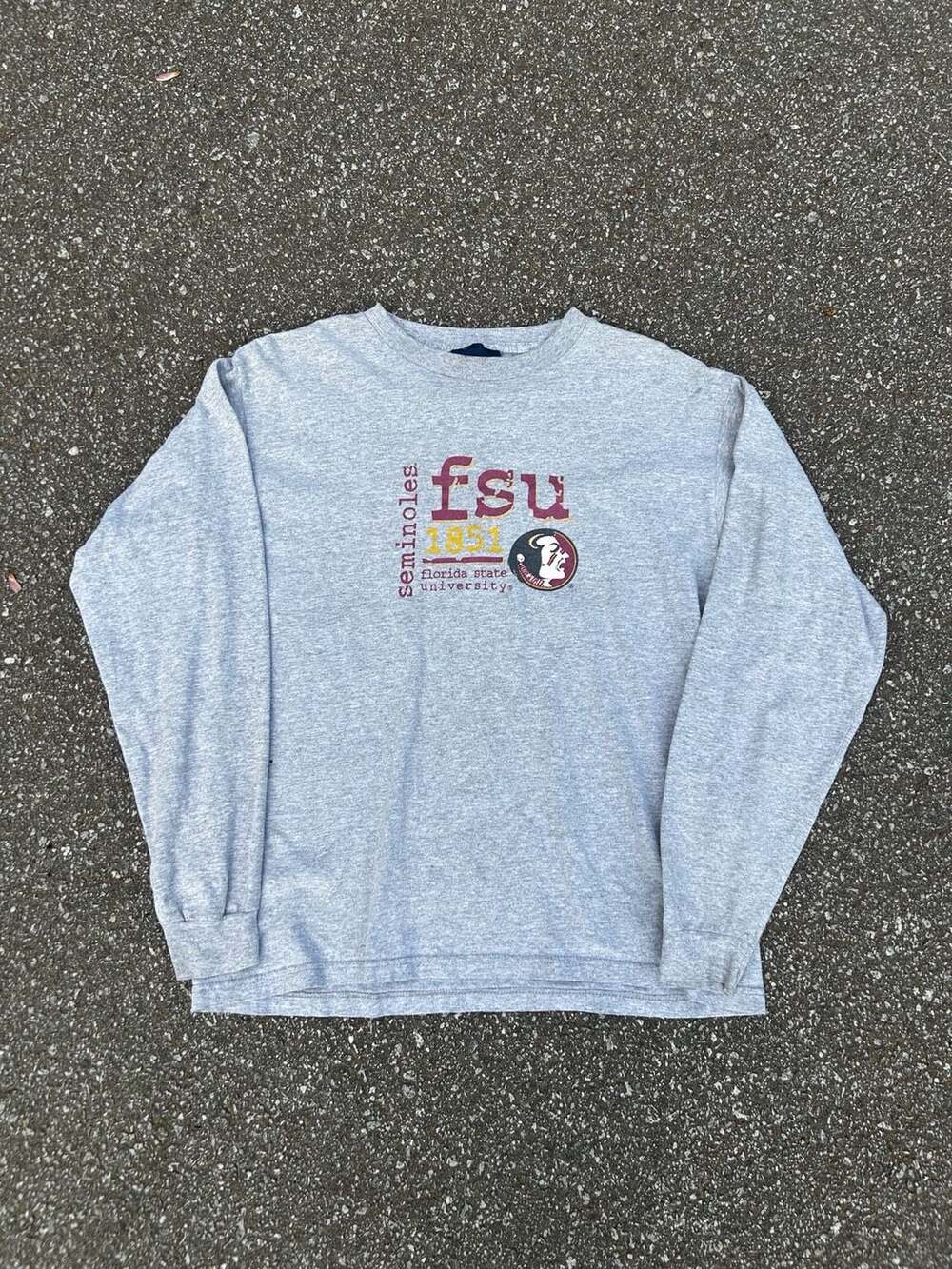 Vintage JanSport FSU Florida State Seminoles Long Sleeve T-Shirt Grey XL - Picture 1 of 4